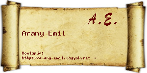 Arany Emil névjegykártya